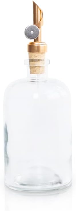 Rail19 13oz Clear Glass Mouthwash Dispenser with Metal Pour Spout | Cooking Oil and Vinegar Dispenser - Perfect for the