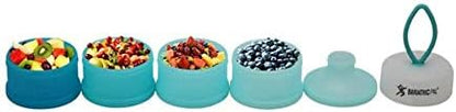 BariatricPal 4 Compartment Detachable Food & Powder Storage Containers, Stackable and Portion Controlled (Blue-Teal)