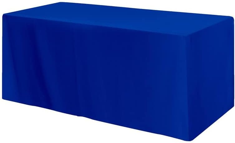 BEEKAY 1 8 3 96" Inch 30" Inch Pc Feet Royal Blue Fitted Open Back Rectangular Sided Table Cloth X Polyester Washable