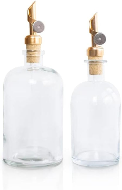 Rail19 13oz Clear Glass Mouthwash Dispenser with Metal Pour Spout | Cooking Oil and Vinegar Dispenser - Perfect for the