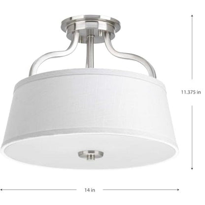 Progress Lighting 2-Light 14" Semi-Flush Convertible, Arden Collection, Indoor, P3720-09, Brushed Nickel