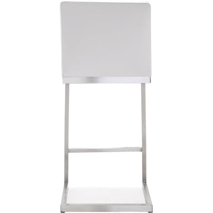 Tov Furniture Parma White Performance Vegan Leather and Stainless Steel Counter Stool - Set of 2