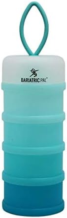 BariatricPal 4 Compartment Detachable Food & Powder Storage Containers, Stackable and Portion Controlled (Blue-Teal)