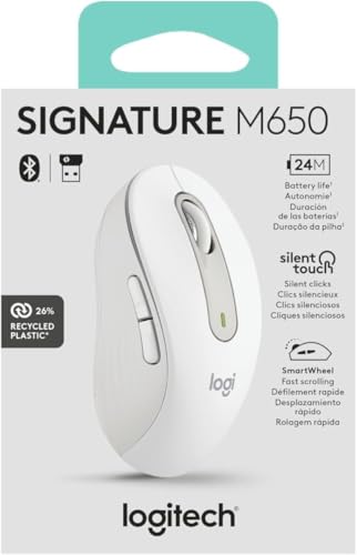 Logitech Wireless Mouse Signature M650 L Full Size - Large Hands, 2-Year Battery, Silent Clicks, Customizable Buttons, Bluetooth, PC/Mac/Chromebook - Black, Right-Handed, Large