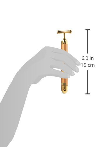 Beauty Bar 24k Golden Pulse Facial Massager, T-Shape Electric Sign Face Massage Tools for Sensitive Skin Face Pull Tight Firming Lift