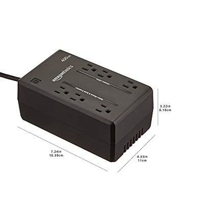 Amazon Basics UPS Battery Backup & Surge Protector 400VA/255W, 6 Outlets, Standby Uninterruptible Power Supply, for Power Outage Protection, Compact, Black