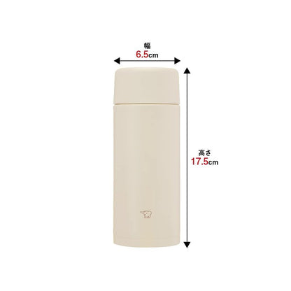 Zojirushi SM-ZB36-CM Water Bottle, Seamless 12.2 fl oz (360 ml), Screw, Stainless Steel Mug, Sand Beige, Integrated Washer, Easy to Clean, 2 Pieces Only