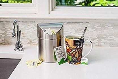2 Packs Countertop Set, 1.5 0.40 ZHOUWHJJ Mini Brushed Stainless Steel Swing Lid Trash Can Come with Trash Bag, L /