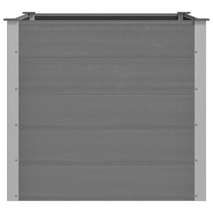 Tmriohed Grey WPC Garden Raised Bed 39.4 x 39.4 x 35.8 in Square Outdoor Planter Box, Wood-Plastic Composite & Aluminum Frame, Large Planter for Patio Balcony Deck Yard
