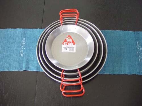 Garcima La Ideal Polished Steel Paella Pan, 30 cm, Silver/Red