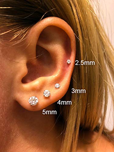 Solid 14k Yellow Gold Solitaire Round Cubic Zirconia CZ Stud Earrings with 14k Gold Butterfly Push Backings