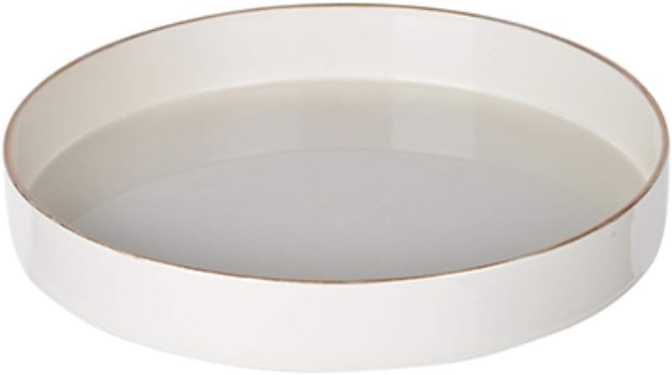 Benjara Sturdy Wooden Round Tray, White