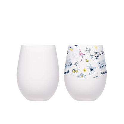 PYD Life Sublimation Blanks Wine Glasses Stemless Frosted 17 OZ Tumblers Cups Mugs Bulk for Sublimation Oven Printing 6 Pack