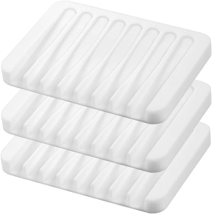 EOYCPM 3PCS Self Draining Soap Holder, Premium Silicone Soap Dish, Soap Saver for Shower, Bathroom, Kitchen, Bath Tub