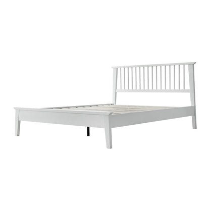 Full Size Bed Frame, Headboard & Footboard, Solid Wood Platform Bed, Anti-Slip & Noise-Free, 12 Durable Slatted Base, Centre Metal Legs, Easy Assembly, No Box Spring Needed, Pure White Finish YUF-39