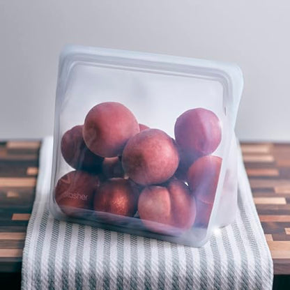 Stasher Premium Silicone Reusable Food Storage Stand-Up Mid Bag, Clear, Microwave, Sous Vide, Dishwasher, Oven and Freezer Safe, BPA Free, Leak-free, Eco-friendly, 56 Oz