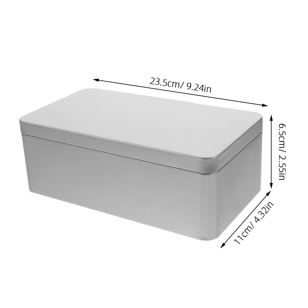 Cabilock Rectangular Tinplate Tea Box with Lid 9.25X4.33X2.55 Inch Storage Container for Loose Leaf Tea Candy and Jewelry Organizer