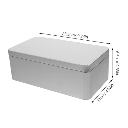 Cabilock Rectangular Tinplate Tea Box with Lid 9.25X4.33X2.55 Inch Storage Container for Loose Leaf Tea Candy and Jewelry Organizer