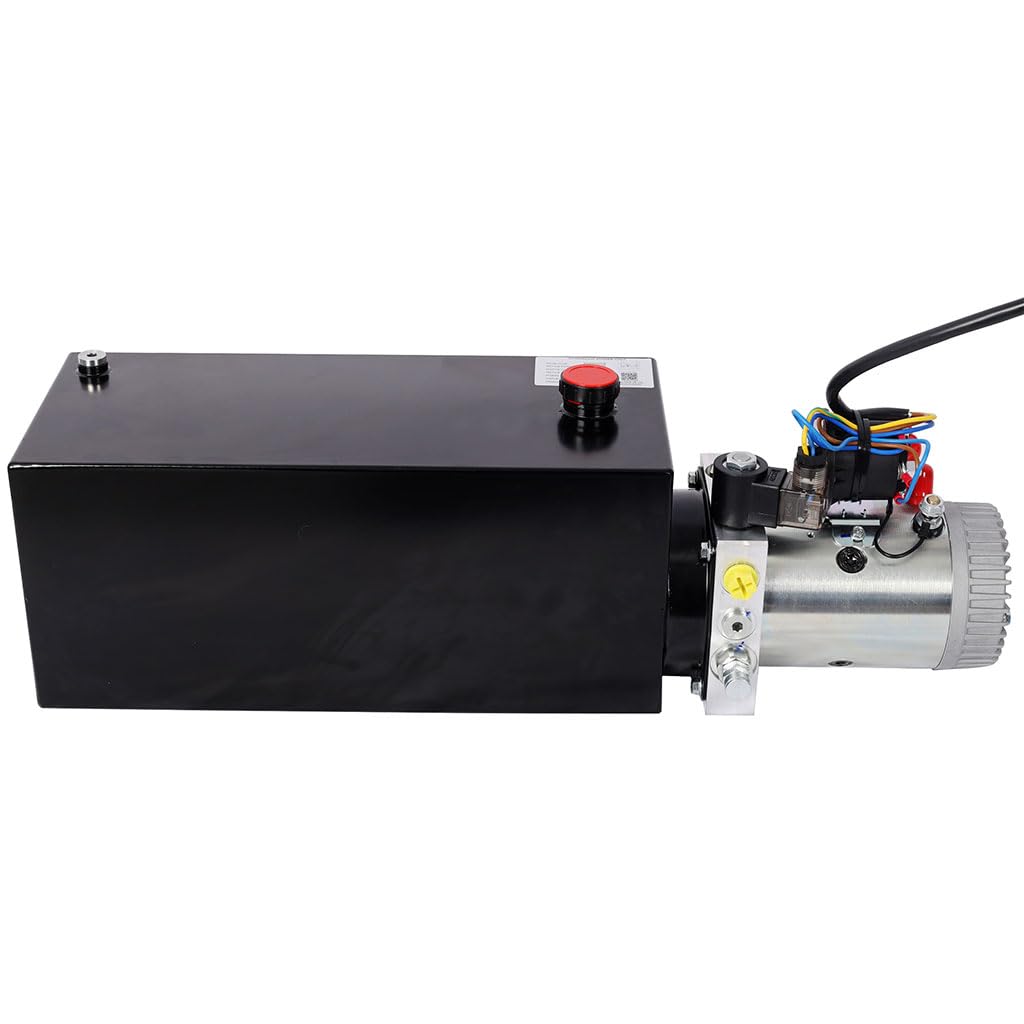 YATON 12V Hydraulic Pump 8 Quart Double Acting Power Unit, 1.6kW DC Hydraulic Pump with Steel Reservoir, 3200 PSI Hydraulic Power Unit for Dump Trailer, Lift Gate & Car Lifting
