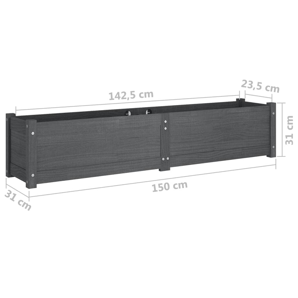 hliofuir Raised Garden Bed Set of 2 in Gray Solid Pinewood 59"x59"x12" Large Elevated Planter Box for Herbs Flowers Outdoor Patio Balcony Gardening