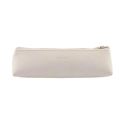 Doraking Cosmetic Makeup Bag Pen Stationery Case PU Leather Small Pencil Pouch for Students Zipper Bag for Pens, Pencils, Markers (Apricot)