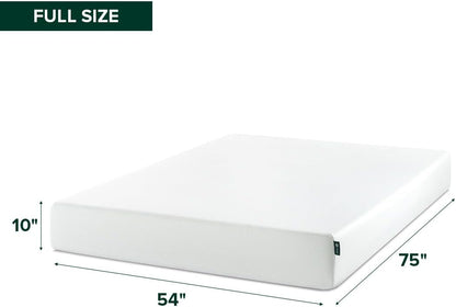 Zinus 10-Inch Full Green Tea Memory Foam Mattress - Medium Firm, Fiberglass Free, Zoned Pressure Relief