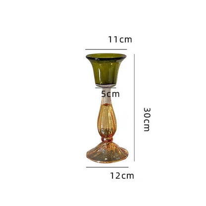 Candle holders Second hand transparent single head candle holder made of high quality glass, green decorative aromatherapy candle holder Decorative candle holder