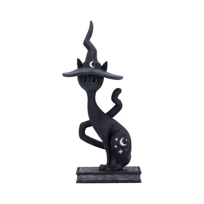 Nemesis Now Spell Cat Figurine - Hand-Painted Black Cat with Witch's Hat, Resin, For Cat Lovers, Gothic Halloween Decor - 17cm, Enchant