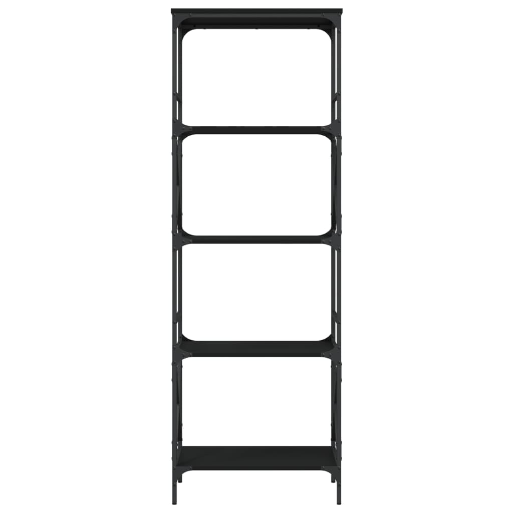 HETFTJN 5-Tier Black Engineered Wood and Metal Bookcase - 23.2"x13.8"x67.3" Storage Shelving Unit for Living Room, Office, and Bedroom with Adjustable Feet and Industrial Metal Frame