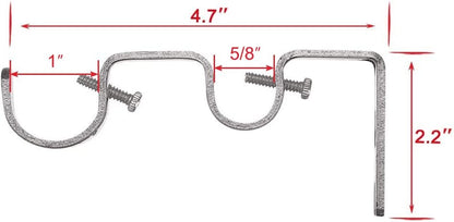 TLBTEK 3PCS Silver Curtain Rod Bracket, Heavy Duty Double Curtain Rod Hanging Brackets for Window, Bedroom, Home Drapery