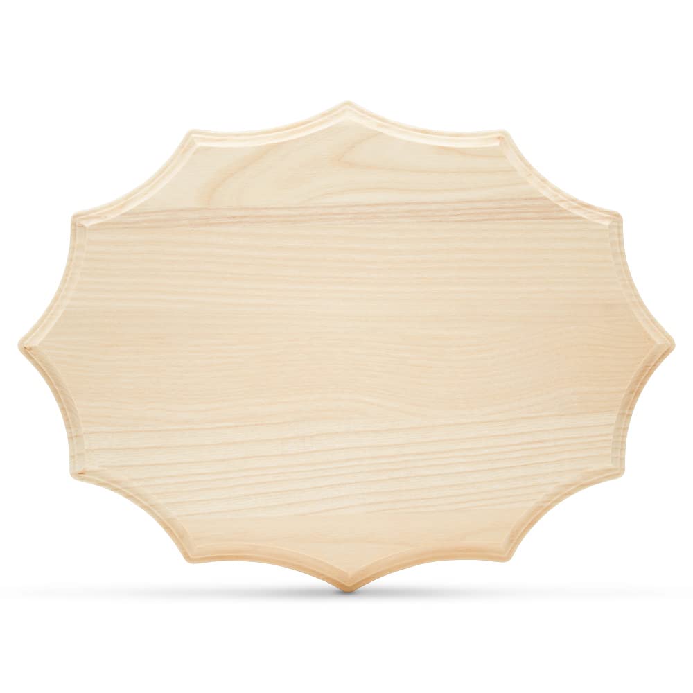 Woodpeckers Oval Wooden Plaque for Crafts - 12 Inch Beveled French Oval Unfinished Wood Craft Base - Pack of 1