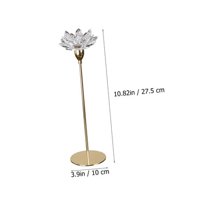 YARNOW Simple Decorative Crystal Lotus Candlestick Holder Small Metal Wedding Candle Stand for Candlelight Dinner Home Décor