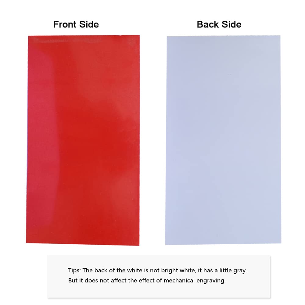 XLNT TECH 12 PCS Red/White Engraving Blank Materials Double Color Sheet 7 x 11 x .040 Inch 2-ply Plastic Sheet for Interior Signs, Badges.