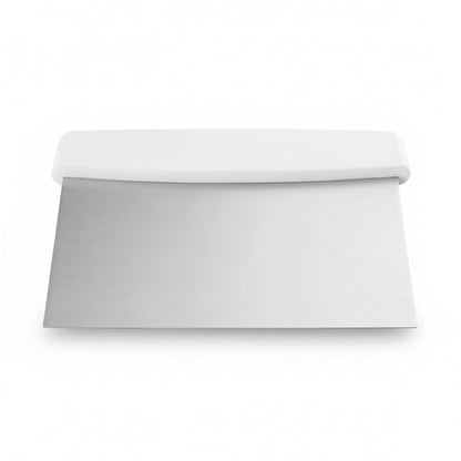 Notana Stainless Steel Dough Cutter and Bench Scraper with White Plastic Handle - Pastry Scraper and Dough Divider for Bread, Pizza, Pastry, Baking Prep, and for Kitchen Use (5 7/8" x 4 1/4")