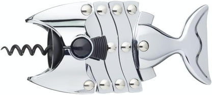 Lazy Fish Corkscrew and Bottle Opener, Stainless Steel Wine Opener, 16.5 x 7.5 x 4.5cm, Silver
