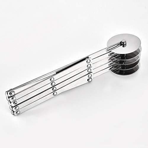 Stainless Steel 5 Wheel Pastry Cutter - Adjustable Baking Cutter Roller, Cookie Dough Divider, Pizza Slicer, 9.0x2.0