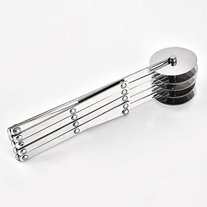 Stainless Steel 5 Wheel Pastry Cutter - Adjustable Baking Cutter Roller, Cookie Dough Divider, Pizza Slicer, 9.0x2.0