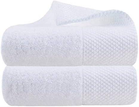 Lin Cotton Hand Towels, Soft & Highly Absorbent for Bathroom, White 2 Pack, 14 x 30 Inch