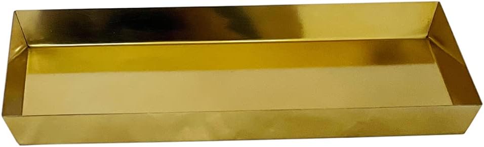 Serene Spaces Living Gold Rectangle Metal Tray, Decorative Vanity Organizer for Perfume, Cosmetic & Jewelry, 12" L X 7"