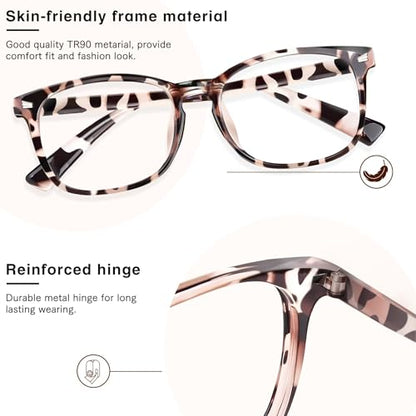 WINTOO Blue Light Glasses for Woman Men | 99% Blue Light Blocking Glasses | Computer Glassess | Night Driving | Gaming | TV Phone Screen Reader Square Frame | Anti Eyestrain & UV Glare Protection