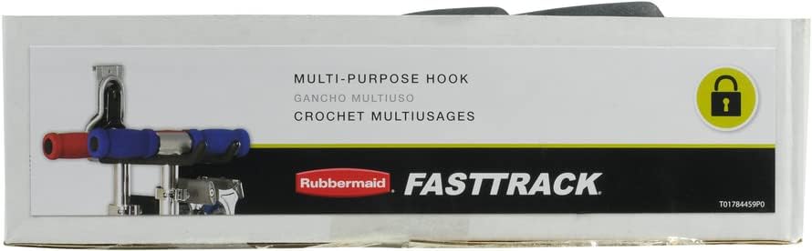 Rubbermaid FastTrack Rail Multi-Purpose Hook - 50 lbs Capacity Satin Nickel Wall-Mounted Storage Solution