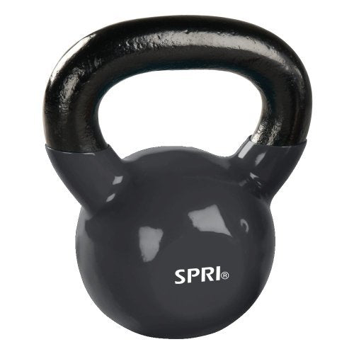 SPRI Kettlebell Weights Deluxe Cast Iron Vinyl Coated Comfort Grip Wide Handle Color Coded Kettlebell Weight Set