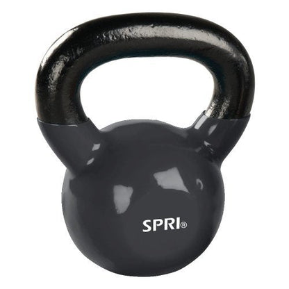 SPRI Kettlebell Weights Deluxe Cast Iron Vinyl Coated Comfort Grip Wide Handle Color Coded Kettlebell Weight Set