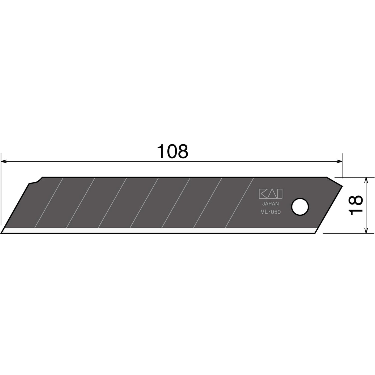 KAI 18mm Snap-off Utility Knife Blades, 20-Pack, VL-20, High Carbon Steel, For Wallpaper, Crafts, Drywall, and More, MADE IN JAPAN