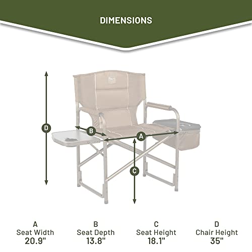 TIMBER RIDGE Folding Camping Chair with Cooler Bag, Director Chair Foldable with Side Table for Adults, Camp Chairs for Outdoor, Lawn, Sports, Fishing, Heavy Duty Supports 300lbs, Earth Brown