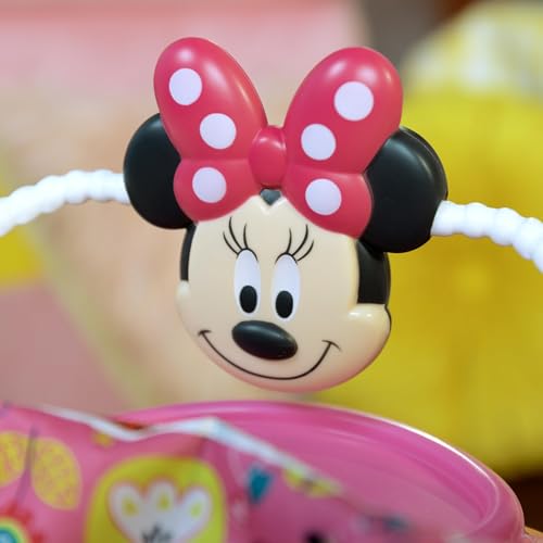 Bright Starts Disney Baby MINNIE MOUSE PeekABoo Baby Activity Center Jumper with 8 Toys, Lights & Sounds, 360-Degree Seat, 6-12 Months (Pink/Blue)