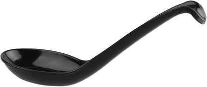 Happy Sales HSSP-MLDBK6 Melamine Soba Rice Spoons, 6 pc Black Asian Chinese Ladle Soup Spoons