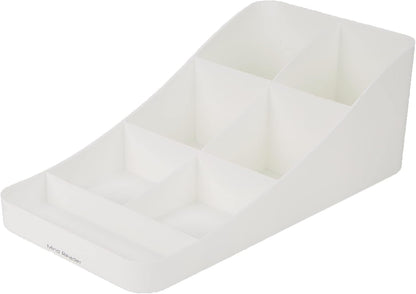 Mind Reader Coffee Condiment Storage Organizer, 7 Compartment for Cups, Lids, Sugars, Stirrers, White