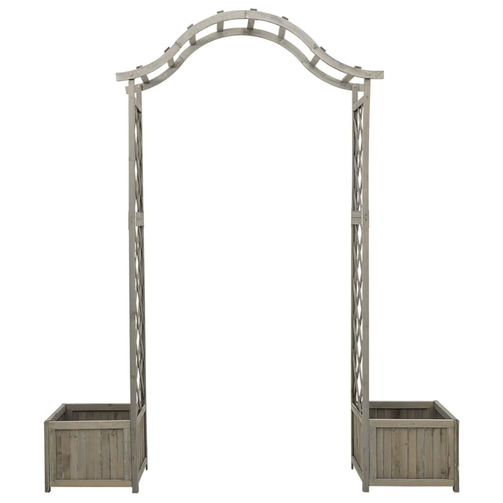 Solid Firwood Garden Pergola with Decorative Inlays and Planter Natural Wood Garden Structure for Outdoor Patio Decor