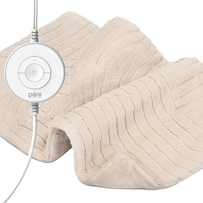 Pure Enrichment PureRadiance Luxury Heating Pad for Cramps, Back, Neck, & Shoulder Pain Relief, Patented Design, Soft Faux Fur & Micromink, 6 Heat Settings, Machine Washable, 12”x24”(Cloud)